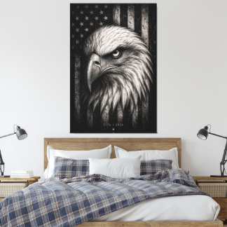 Impressão Em Tela Águia Careca Patriótica da Bandeira Americana de 1