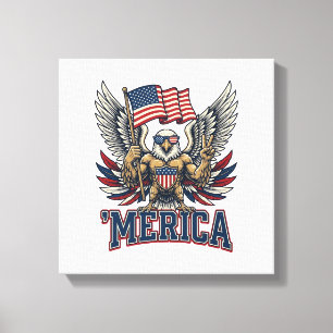 Impressão Em Tela Águia Patriótica Merica Camisa Vintage Vetor Desig
