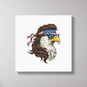 Impressão Em Tela Águia Patriótica Mullet Gravura Vintage Vetor De