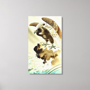 Impressão Em Tela Águia sobre Ondas Tsuchiya Koitsu 1930s 