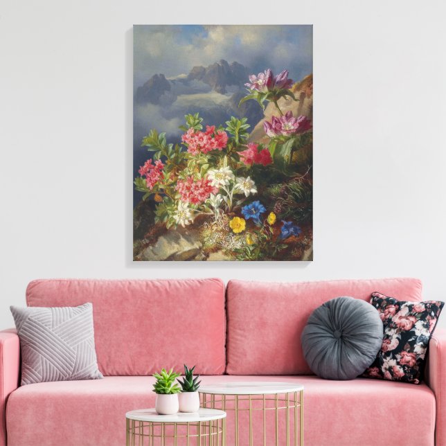 Impressão Em Tela Ainda com Flores Alpinas - Andreas Lach (Insitu(Sala de estar))