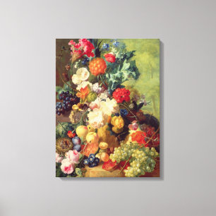 Impressão Em Tela Ainda vida com flores e fruta