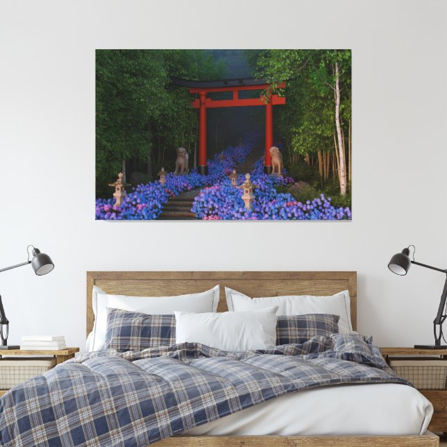 Impressão Em Tela Ajisai no Kaidan (Insitu(Quarto))