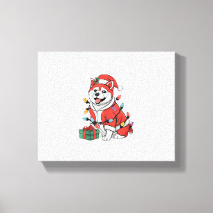 Impressão Em Tela Akita Xmas Lighting Papais noeis Akita Dog Natal