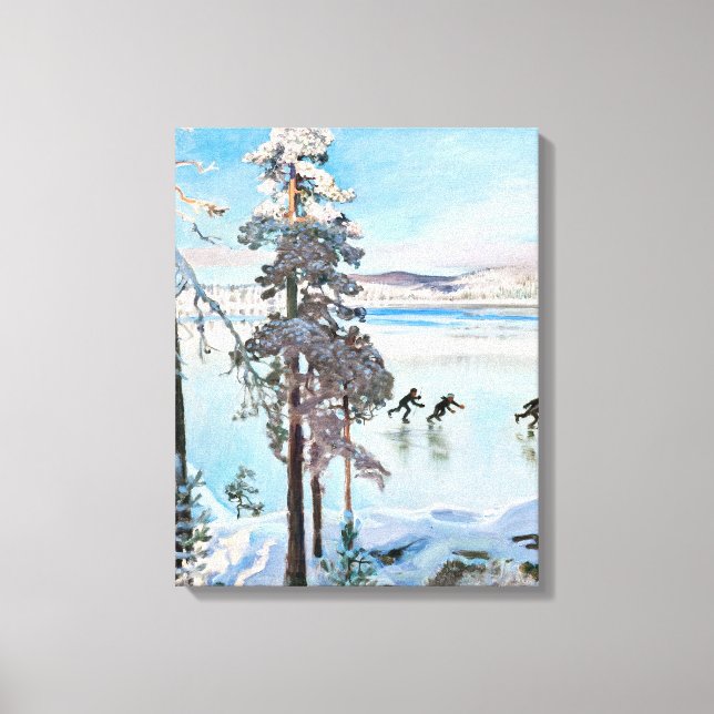 Impressão Em Tela Akseli Gallen-Kallela - Patinadores perto de Kalel (Frente)