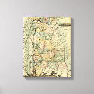 Impressão Em Tela AlabamaPanoramic MapAlabama