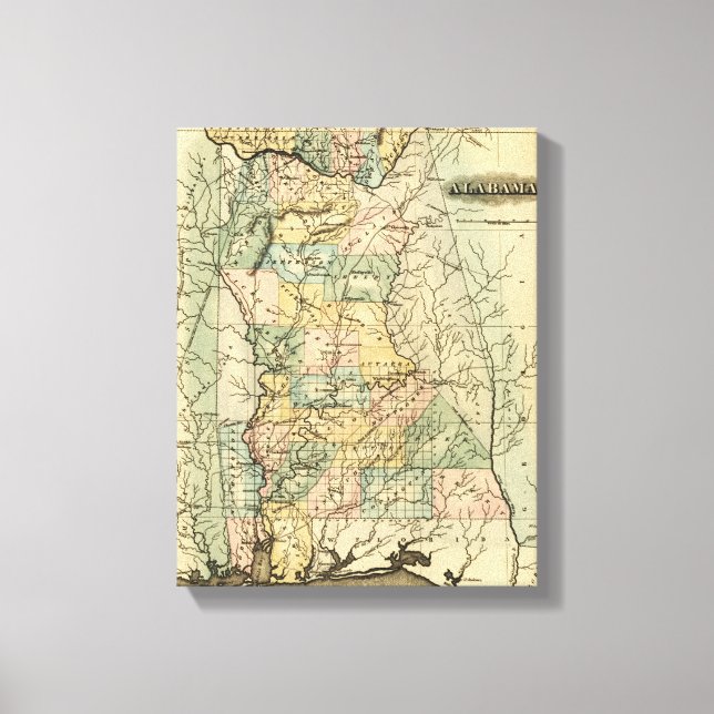 Impressão Em Tela AlabamaPanorâmica MapAlabama (Frente)