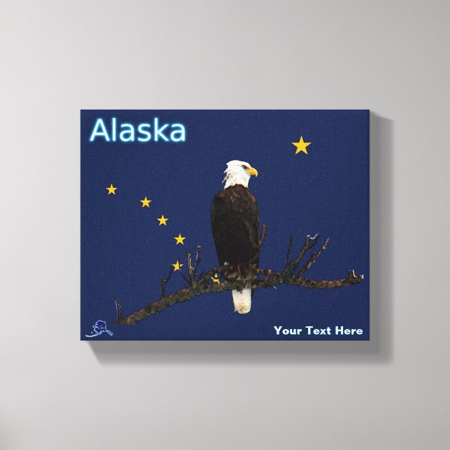 Impressão Em Tela Alaska Eagle E Flag (Frente)