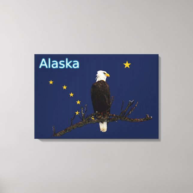 Impressão Em Tela Alaska Eagle E Flag (Frente)