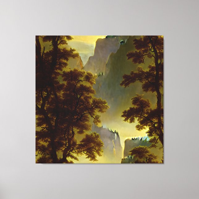 Impressão Em Tela Albert Bierstadt - Olhando Para Baixo Vale Yosemit (Frente)