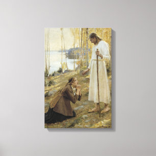 Impressão Em Tela Albert Edelfelt - Cristo e Maria Madalena