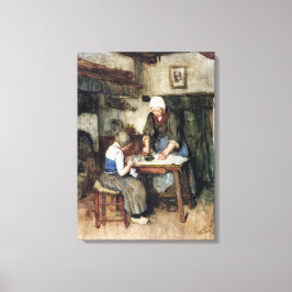 Impressão Em Tela Albert Neuhuys Interior com uma Mulher Ironando e