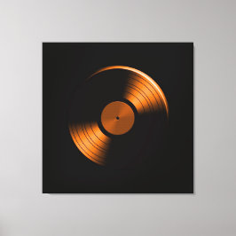 Impressão Em Tela Álbum Retro Vinil Record em Laranja