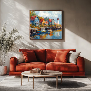 Impressão Em Tela Aldeia de Pesca Costeira Quaint