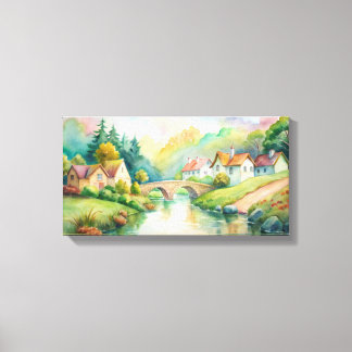 Impressão Em Tela Aldeia Encantadora perto do rio