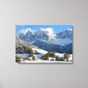 Impressão Em Tela aldeia nas Dolomitas no inverno