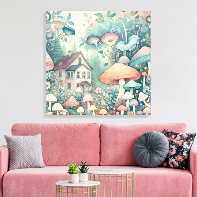 Impressão Em Tela Aldeia Whimsical bonito de Núcleo de Algodão (Insitu(Sala de estar))