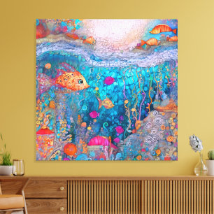 IMPRESSÃO EM TELA ALDEIAS DE ÁGUA SUBTERRÂNEAS DO ESTILO KLIMT COLOR