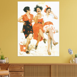 Impressão Em Tela Alegres Amigas de Verão Vintage