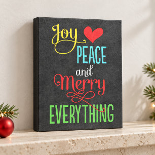 Impressão Em Tela Alegria Paz Alegre Tudo Quadro Negro Natal