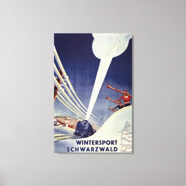 Impressão Em Tela Alemanha - Esqui na Floresta Negra (Frente)