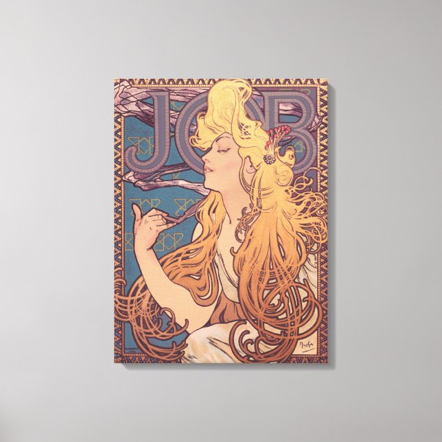 Impressão Em Tela Alfonse Mucha Job Art Nouveau mulher (Frente)