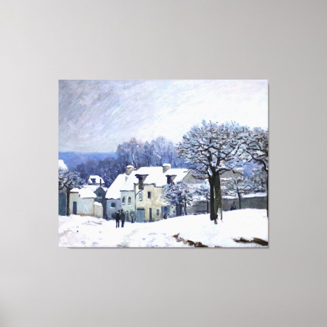 Impressão Em Tela Alfred Sisley Place du Chenil em Marly, neve (Frente)