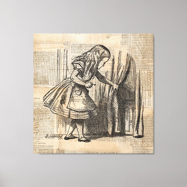 Impressão Em Tela Alice no País das Maravilhas Alice Puxa Arte (Frente)