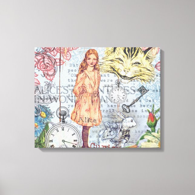 Impressão Em Tela Alice no País das Maravilhas Coelho Cheshire Cláss (Frente)
