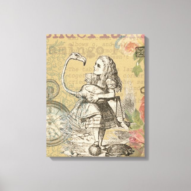 Impressão Em Tela Alice no País das Maravilhas Flamingo Classic (Frente)