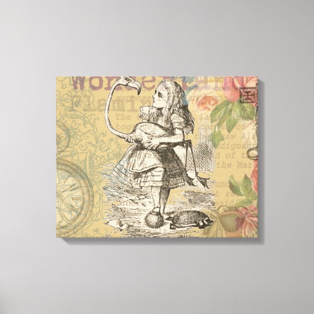 Impressão Em Tela Alice no País das Maravilhas Flamingo Classic (Frente)