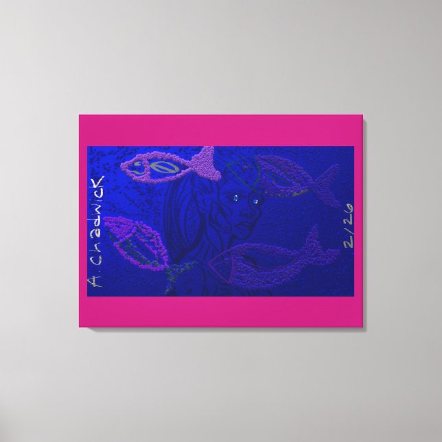 Impressão Em Tela Alien Mermaid with Semi-Transparent Fish (Frente)