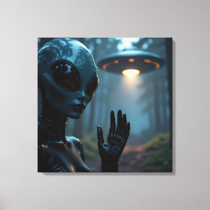 Impressão Em Tela Alienígena feminina Extraterrestre e OVNI