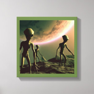 Impressão Em Tela Alienígenas Cinzas SF 2