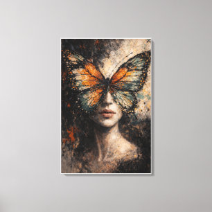 Impressão Em Tela Alma de Borboleta   Retrato Contemporâneo de Borbo