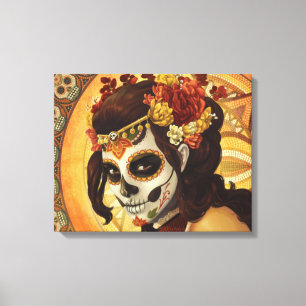 Impressão Em Tela Almofada Dia De Los Muertos