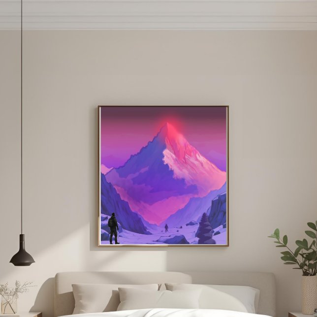 Impressão Em Tela Alpenglow Everest RISE Motivação Minimalista (Criador carregado)
