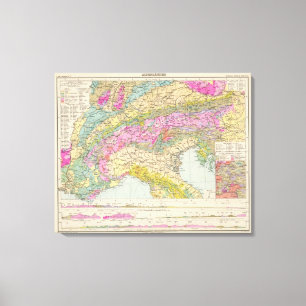 Impressão Em Tela Alpenlander - Mapa Atlas dos Alpes