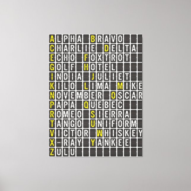 Impressão Em Tela Alpha-Bravo-Charlie (Frente)