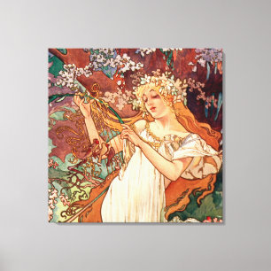 Impressão Em Tela Alphonse Mucha, As Estações (1896) Primavera