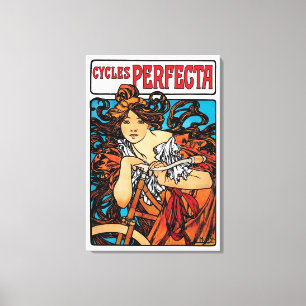 Impressão Em Tela Alphonse Mucha - Cycles Perfecta Arte Novo Retrô