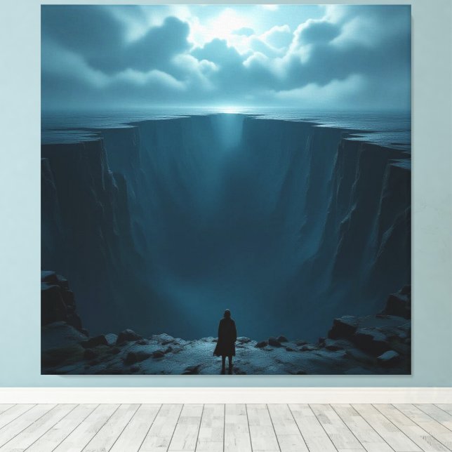 Impressão Em Tela „Am Rand des Abgrunds – Zwischen Mut und Mysterium (Insitu(piso de madeira))