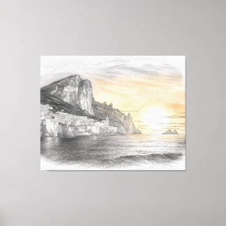 Impressão Em Tela Amalfi coast cliffside village sunset drawing