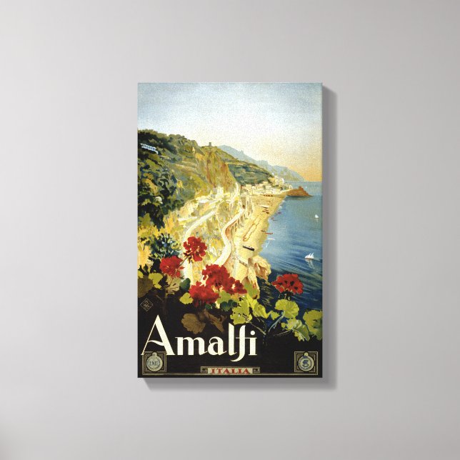 Impressão Em Tela Amalfi Itália - Poster vintage Restaurado (Frente)