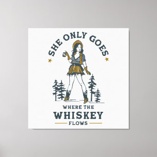 Impressão Em Tela Amante Engraçada de Whisky Cowgirl Ocidental Vinta