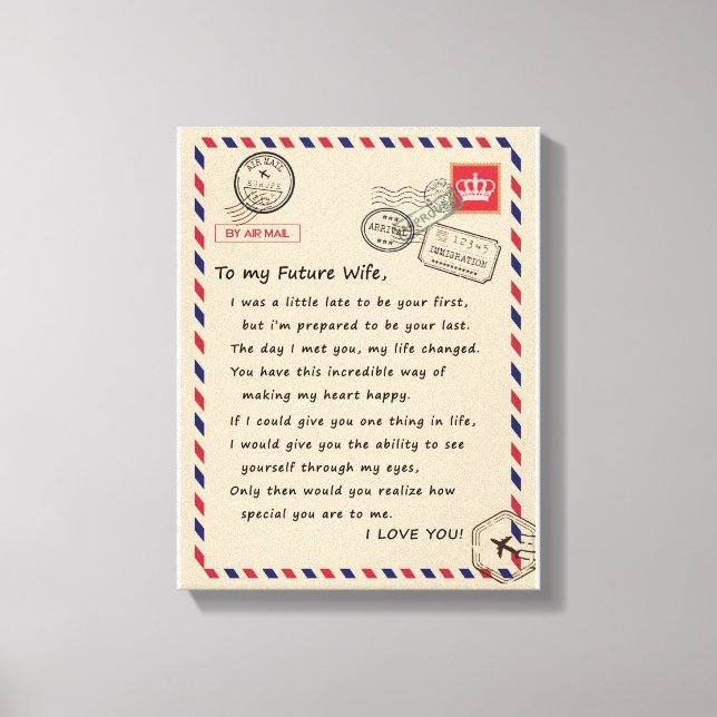 Impressão Em Tela Amantes de Esposas | Para Minha Futur Esposa Eu Te (Frente)
