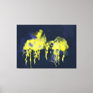 Impressão Em Tela " amarelo 48x35 dramático na pintura do abstrato