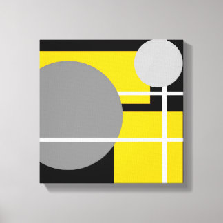 Impressão Em Tela Amarelo Cinza Preto Branco Moderno
