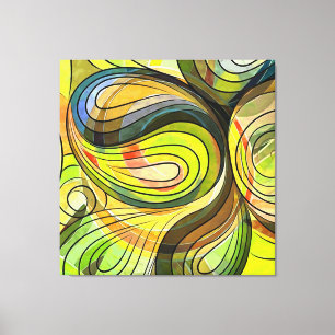 Impressão Em Tela Amarelo e Marrom Outono Doodle Com Linhas Pretas