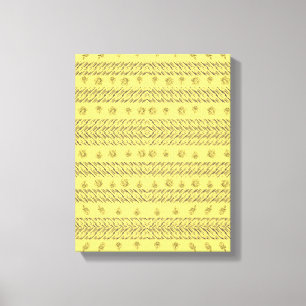 Impressão Em Tela Amarelo elegante listras azul-marinho & padrão flo